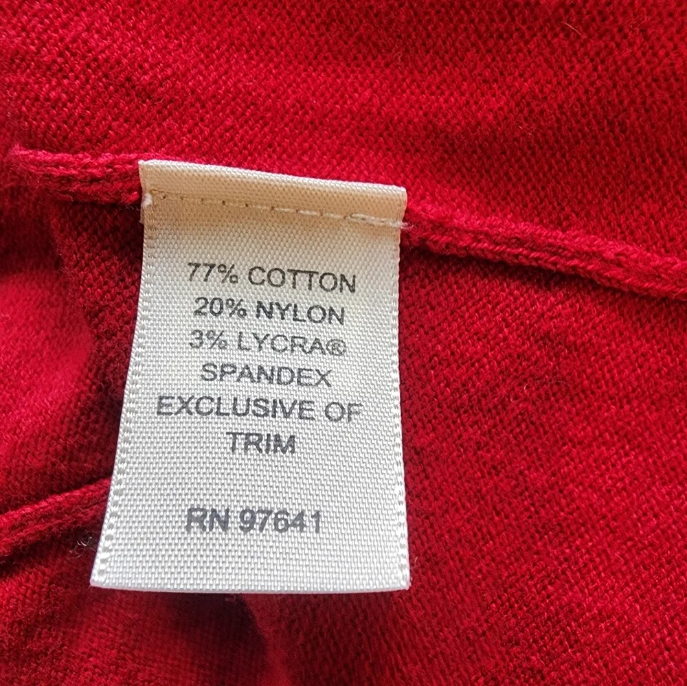 J.JILL Red Knit Button Front Cardigan Sweater Cotton Blend 6 Velvet Buttons LG - Picture 5 of 7